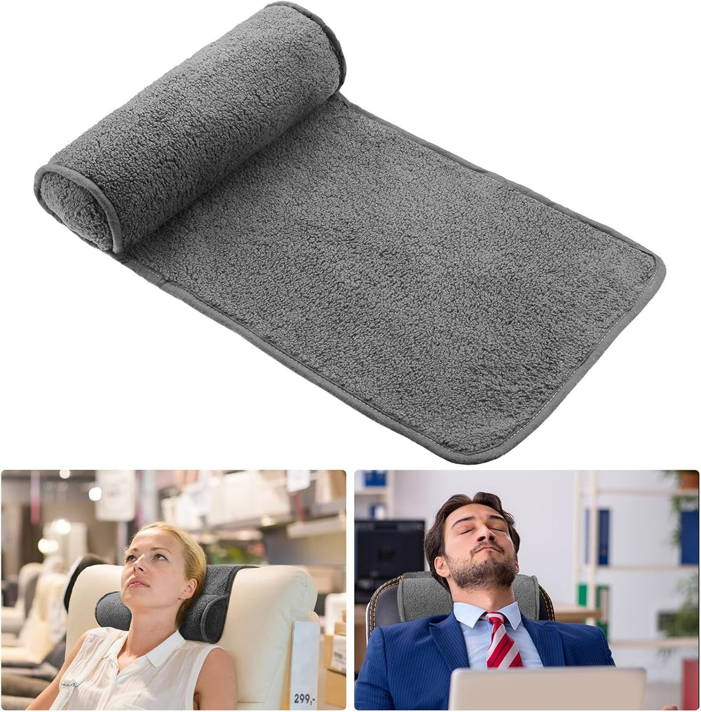 Oreiller cervical pour fauteuil inclinable, oreiller réglable en peluche, rouleau de nuque, polaire antidérapante, canapé, oreiller cervical pour voyage, maison, chaise longue, canapé, fauteuil (gris foncé)