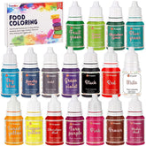Ensemble de colorants alimentaires liquides, 18 couleurs x 10 ml, colorant alimentaire hautement concentré pour la cuisson de gâteaux, biscuits, macarons, décoration de gâteaux, œufs de Pâques, fondant, pâte, slime DIY, savons, accessoires de pâtisserie