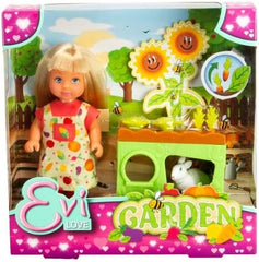 Simba Evi Love Garden, poupée dans le jardin avec des betteraves et des pierres précieuses pour les enfants, y compris un petit jouet, poupée de jeu 12 cm, à partir de 3 ans