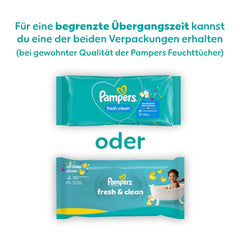 Lingettes humides Pampers Fresh Clean, 15 paquets de 80 lingettes, 1 200 lingettes au total, parfum léger, convient également aux mains et au visage