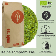 Thé Maté Bio 1 kg Feuilles de maté pures, fraîches et vertes, Yerba Mate biologique écologique et séchée à l'air contrôlée, certifiée et emballée en Allemagne