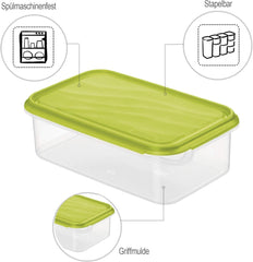 Pot de conservation alimentaire Rotho Rondo 1,5 l avec couvercle, plastique (PP) sans BPA, transparent/vert, 1,5 l (24,0 x 16,0 x 7,5 cm) Boîtes de conservation alimentaire Naty Shop
