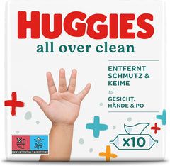 Huggies Lingettes humides pour bébé General Clean Corps entier Discreet Fresh 10 x 56 lingettes Boîte mensuelle