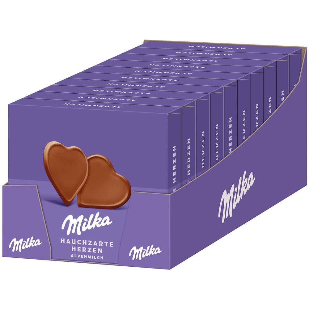 Milka, tablete de ciocolata cu lapte sub forma de inima, 10 x 130 grame Bomboane de Ciocolata Naty Shop Default Title