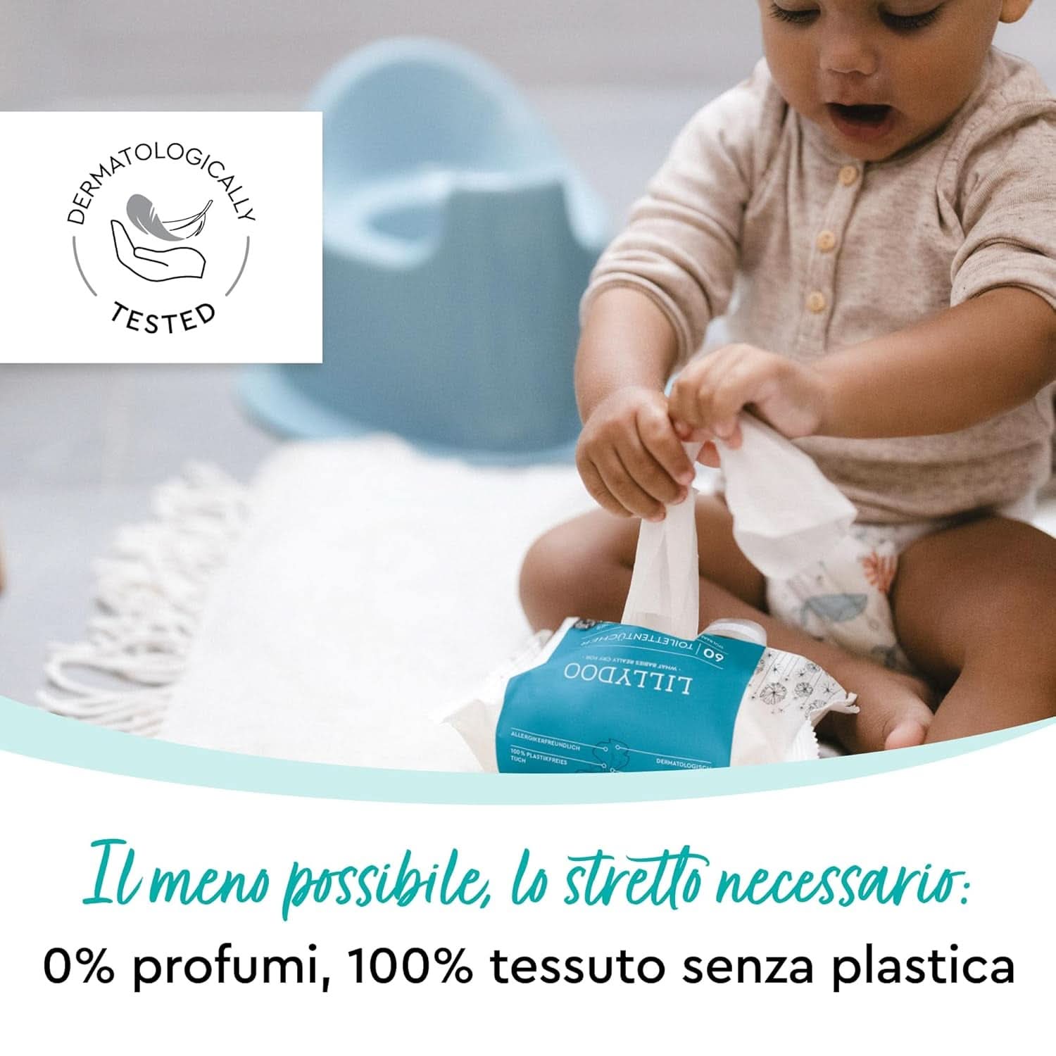 Șervețele umede de toaletă LILLYDOO, 720 de bucăți (12 X 60), 100% fără plastic, șervețele care pot fi spălate, fără parfum (FSC Mix) Servetele Umede Bebelusi Naty Shop
