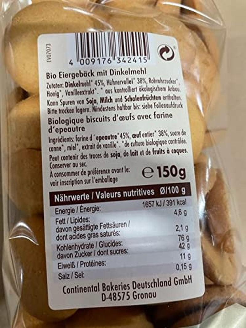 Biscuiți cu ouă de speltă organice, biscuiți cu 38% ouă organice, 150g