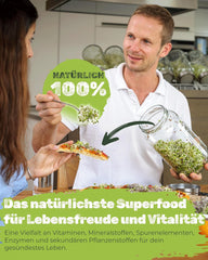 Coffret de pots de germination 3100 ml avec coffret cadeau - Organic Fitness Mix, Power Mix et Detox Mix, 75 g chacun - Pot de germination - incl. couvercle du pot, support et passoire