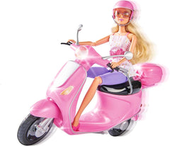 Simba 105730282 - Steffi Love Chic City Scooter, Steffi avec scooter rose avec casque et compartiment pour casque, poupée mannequin, 29 cm, pour enfants à partir de 3 ans