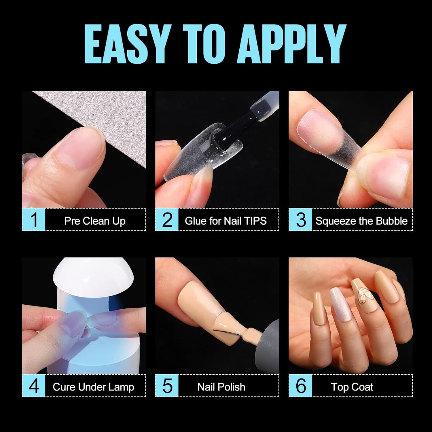 TOMICCA Coffin Tips Ultra Short Nail Tips - Tipuri de unghii, Tipuri moi cu gel, Acoperire completă, Tipuri de unghii artificiale mate preformate, Tipuri de gel pentru unghii cu gel - 360 bucăți, 15 mărimi