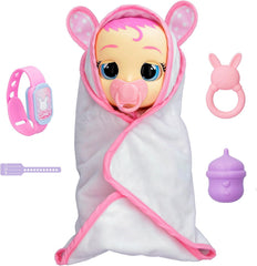 Cry Babies Magic Tears Newborn Coney-Deluxe poupée interactive nouvelle poupée avec un brassard magique, le vrai bébé est là pour bébé. -Jouets cadeaux pour les enfants à partir de 18 mois