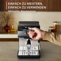 Machine à expresso KRUPS Authentic+, 15 bars, commande intuitive, design sophistiqué, buse vapeur, accessoires étendus inclus, Bullet Dark silver/Acier inoxydable, XP384G10