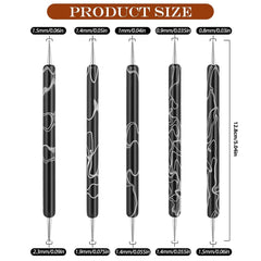 5 Stück Nail Design Dotting Tools Nagelkunst Werkzeug Nagelpunkt Pinsel Punktierung Stift Marbleizing Werkzeug Für Nagellack Maniküre, Schwarz
