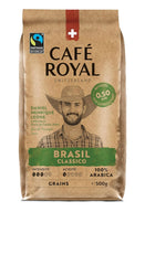 Café Royal Crema Classico Brasil - Café en grains 100% Arabica, équilibré et aromatique, torréfaction moyenne, force 3/5, commerce équitable, 500g de grains entiers (paquet de 2)
