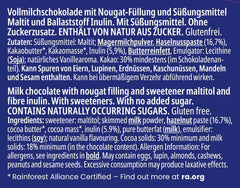 frankonia CHOCOLAT SANS SUCRE AJOUTÉ Chocolat au nougat, sans gluten, 100 g (paquet de 4)