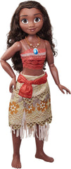Disney Princess Vaiana, 80 cm große Spielpuppe von Jakks Pacific, bewegliche Puppe, mit Bürste zum Kämmen ihrer welligen Locken, vom Film inspiriertes Kleid, abnehmbare Halskette mit Anhänger