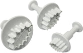 HL544 Matrices de gaufrage de feuilles Ilex nervurées, petites, moyennes et grandes, plastique, blanc, lot de 3
