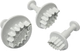 HL544 Forme de embosat cu frunză de ilex cu nervuri, dimensiuni mici, medii și mari, plastic, albe, set de 3