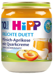 HiPP Pêches-Abricots à la Crème de Quark, Duo de Fruits à partir de 10 mois (6 x 160g), sans sucre ajouté, sans gluten, meilleure qualité biologique