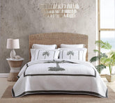 Tommy Bahama Palm Island Collection | Cuvertură - 100% bumbac, reversibilă, moale și respirabilă, pre-spălată pentru un plus de moliciune, pat king size, gri Plapumi si pilote Naty Shop Gri Rege