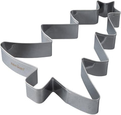 Zenker Boîte à biscuits de Noël XL – Boîte à biscuits en forme d'arbre de Noël pour des biscuits délicieux et sucrés – Boîte à biscuits 2 en 1 et cadre de cuisson en acier inoxydable argenté