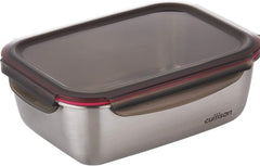 CANDL Cuitisan (Flora) Pot de conservation alimentaire en acier inoxydable avec couvercle à clip, rectangulaire, adapté au micro-ondes + four, pot de conservation, EC7-SS10 2800 ml Boîtes de conservation alimentaire Naty Shop