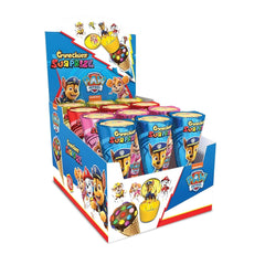 Crunchiez Surprise PAW PATROL, Cornet de glace fourré au chocolat et aux noisettes avec une surprise de haute qualité, plateau de 12 x 25 g