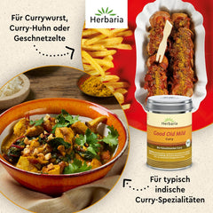 Herbaria Good Old Mild Curry bio 80g M-Dose – Currypulver, Currymischung - Bio-Gewürzmischung für klassische Curry-Spezialitäten z.B. Currywurst - erlesenen Ingrédient dans nachhaltiger Aromaschutz-Dose