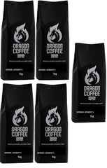Dragon Coffee Massimo Espresso – Mittlere italienische Röstung | 70% Robusta / 30% Arabica | Café Ganze Bohnen | Crème Intensive | (5x1kg)