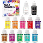 Colorant Alimentaire 12 Couleurs x 10 ml - Colorant Alimentaire Liquide pour la Cuisson de Gâteaux, Biscuits, Macarons - Colorant Alimentaire Très Concentré pour la Décoration de Gâteaux, Liquide pour Colorer des Boissons, des Savons DIY