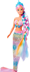 Simba 105733610 - Steffi Love Rainbow Mermaid, păpușă de îmbrăcat ca o sirenă curcubeu cu păr colorat, agrafe de păr, pieptene și aripioară detașabilă, păpușă de joacă 29cm, vârsta 3+ Papusi Naty Shop