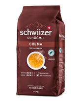 Schwiizer Schüümli Crema, boabe de cafea 100% Arabica, aromate și corpolente, ideale pentru espressoare automate, tărie 3/5, prăjire medie, Rainforest Alliance, 1kg
