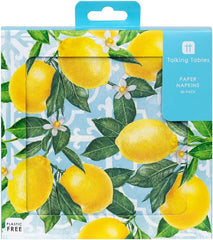 Talking Tables 20 X Serviettes en papier Citron 20 Pack | Vaisselle jetable à thème vibrant pour des rassemblements mémorables, des fêtes d'été, des douches nuptiales, des déjeuners, lumineux