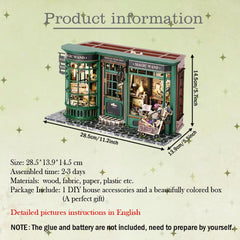 Magic Shop Maison de poupée avec housse anti-poussière, kit de meubles miniatures à monter soi-même, échelle 1:24, cadeau créatif pour enfants et adolescents, cadeau d'anniversaire