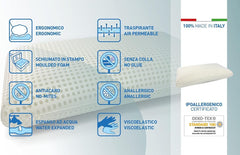 Talamo Italia Lot de 2 Oreillers de Lit 100% Made in Italy Oreiller Détachable "Savon" Mousse à Mémoire Perforée Hypoallergénique et Respirant 70X40Xh16 Cm Naty Shop Oreillers Standard