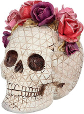 Boland 73089 - Décoration Crâne avec Roses, Crâne avec Couronne de Fleurs, Décorations de Table Halloween et Carnaval, Statuettes et Sculptures Dia de los Muertos Naty Shop Default Title