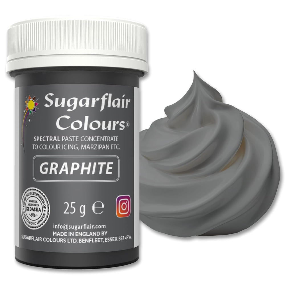 Pâte colorante alimentaire graphite Sugarflair, colorant alimentaire spectral concentré pour crème au beurre, fondant, glaçage, mélanges à gâteaux, macarons et plus encore ! - 25g