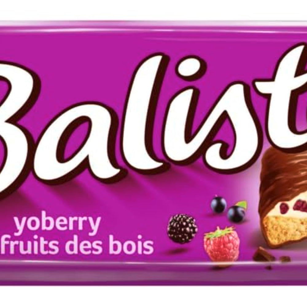 Balisto Chocolate Pack Bulk, Barres de chocolat Yoberry, céréales et yaourt, 8 x 18,5 g, chocolat, barres de muesli, paquet de chocolat en vrac (148 g)