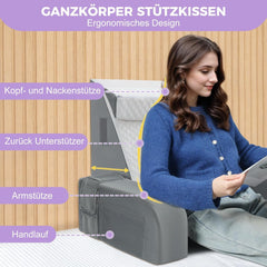 Grand oreiller de lecture avec barre de poignée, mousse haute densité, oreiller ergonomique pour le dos, accoudoirs, support de cou et appui-tête, coussin de siège inclinable pour dormir, jouer, regarder la télévision, pour lit et canapé