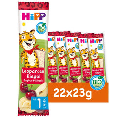 Barres HiPP Leopard au yaourt et cerises à la banane (22 x 23g), à partir de 1 an, sucrées uniquement aux fruits, de la meilleure qualité biologique