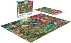 Buffalo Games - Aimee Stewart - Pique-nique au village de champignons joyeux - Puzzle de 1000 pièces pour adultes, puzzle stimulant, parfait pour les soirées de jeux - Taille prête à l'emploi 26,75 x 19,75 cm Puzzle Naty Shop