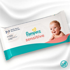 Lingettes Pampers Sensitive pour bébé, paquet de 15 de 80 lingettes, 1200 lingettes pour bébé, nettoyage doux 2 en 1 et protection de la peau