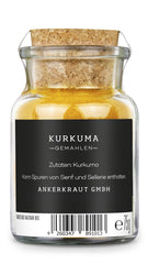Ankerkraut Curcuma, gemahlen, Curcuma Gewürz Pulver, 75g dans un verre en liège