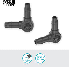 Pièce en L pour Gardena Micro-Drip 4,6 mm (3/16") : pour changer le sens de distribution et les conduites d'égouttement de 90 degrés, installation sans pli, technologie de connexion simple et flexible (13212-20)