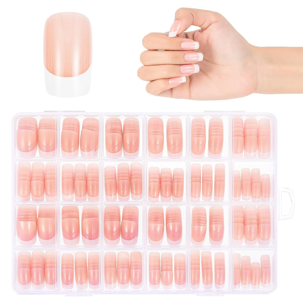 Faux ongles français rectangulaires moyens, 360 pièces, faux ongles naturels, à faire soi-même, avec lime à ongles, pour dames et femmes