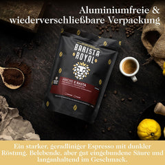 BARISTA ROYAL Espressobohnen 1kg "Amore E Basta Espresso" | Frische Kaffeebohnen direkt gehandelt | 70 % Arabica, 30 % Robusta Espresso ganze Bohnen | Idéal pour les machines entièrement automatiques et Siebträger