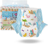 CutiePlusU Lot de 10 couches jetables pour adultes, pour femmes et hommes, absorption maximale pendant la nuit – I Love Summer (taille moyenne 71-96 cm)