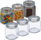 Lot de 6 bocaux de conservation avec couvercles Relaxdays, bocaux de conservation octogonaux en verre de 1,3 L, récipients en verre hermétiques, boîtes de conservation alimentaires transparentes Naty Shop Default Title
