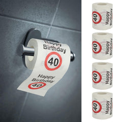 Lot de 4 papiers toilette "Joyeux 40ème anniversaire" │40ème anniversaire 24 mètres 2 tissus 180Gr/Qm │ Papier toilette papier toilette motif (4 X papier toilette 40)