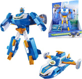 Super Wings 2-In-1 Mini World Aircraft Transforming Robot cu efecte luminoase și sonore, jucărie transformabilă pentru fete și băieți de la 3 ani, albastru Action figures Naty Shop Robot 2 în 1