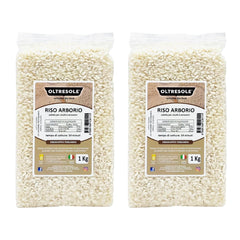 Orez Arborio italian artizanal, orez cu bob mare și amidon, ideal pentru supe, risotto și salate de orez, ambalat în vid în 2 saci de 1 kg